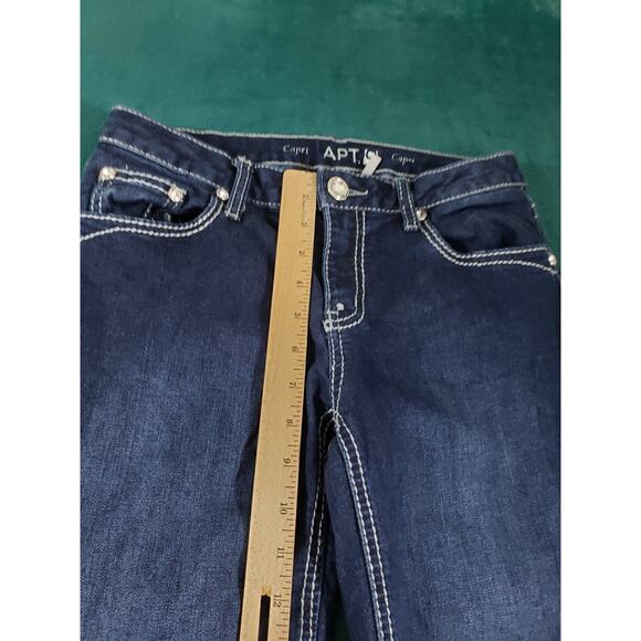 Apt 9 Jeans Size 4 Womens Blue Pants Stretch Denim Ladies Mid Rise Capri - Picture 6 of 11